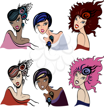 Royalty Free Clipart Image of Six Women