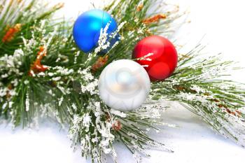 Royalty Free Photo of Ornaments on a Christmas Tree
