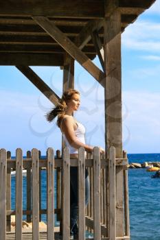 Royalty Free Photo of a Woman Looking at the Sea