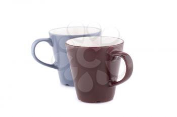 Two mugs isolated on white background.