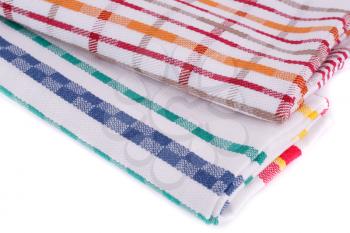 Colorful kitchen towels closeup picture.