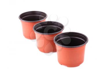 Flower pots isolated on a white background.