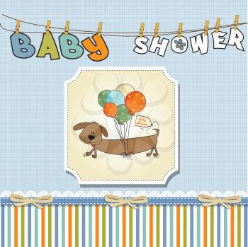 Royalty Free Clipart Image of a Baby Shower Card With a Dog