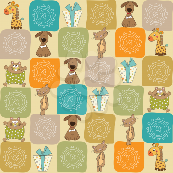 Royalty Free Clipart Image of a Background of Animals