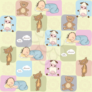 Royalty Free Clipart Image of an Animal and Baby Background