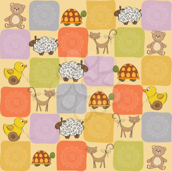 Royalty Free Clipart Image of a Background With Animals