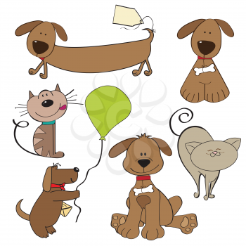 Royalty Free Clipart Image of a Dogs and Cats