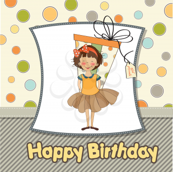 Royalty Free Clipart Image of a Girl on a Birthday Card