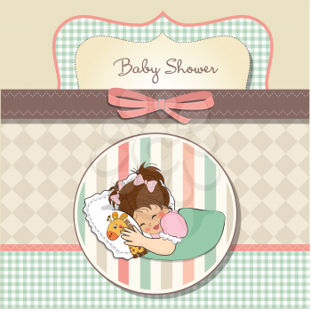 Royalty Free Clipart Image of a Baby Girl Shower Announcement
