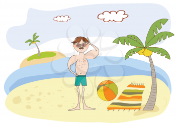Royalty Free Clipart Image of a Man on the Beach