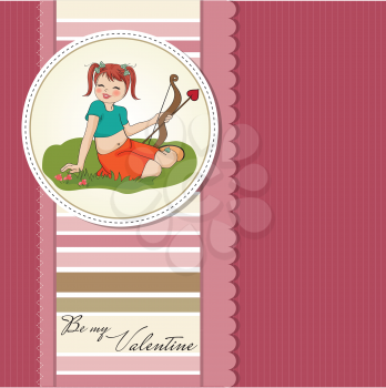 young pretty girl with cupid bow. valentine's day card