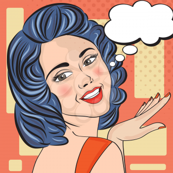 Pop Art illustration of woman with the speech bubble, vector format