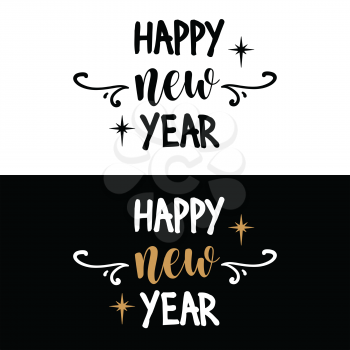 Happy new year. Christmas quote. Black typography for Christmas cards design, poster, print