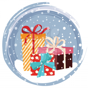 Christmas card with presents. Flat design. Vector