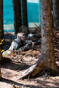 Paintball sniper ready for shooting