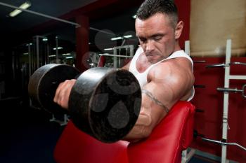 Powerful Muscular Man Lifting Weights