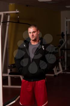 Portrait Of A Handsome Muscular Bodybuilder In Hoodie