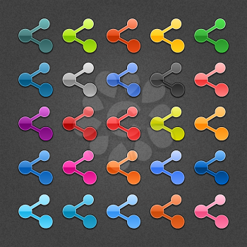 Royalty Free Clipart Image of a Set of Colourful Computer Buttons