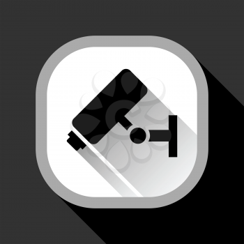 surveillance camera on a gray square button with shadow