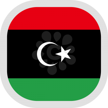 Flag of libya. Rounded square icon on white background, vector illustration.