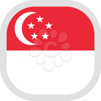 Flag of Singapore. Rounded square icon on white background, vector illustration.