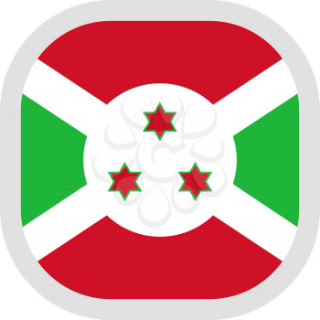 Flag of Burundi. Rounded square icon on white background, vector illustration.