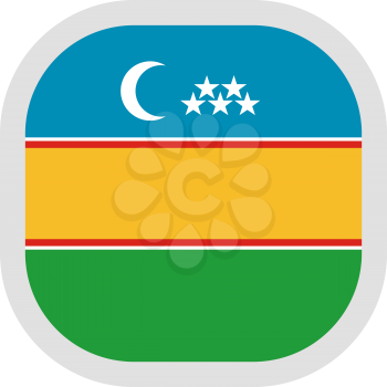 Flag of Republic of Karakalpakstan. Rounded square icon on white background, vector illustration.