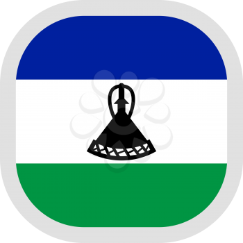 Flag of Lesotho. Rounded square icon on white background, vector illustration.