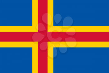 Flag of Aland. Rectangular shape icon on white background, vector illustration.