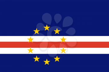 Flag of Cape Verde. Rectangular shape icon on white background, vector illustration.