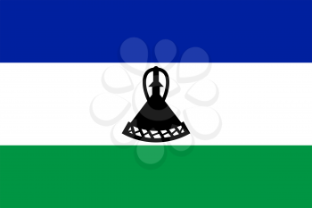 Flag of Lesotho. Rectangular shape icon on white background, vector illustration.