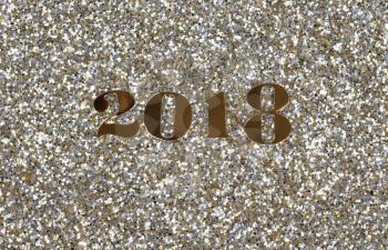 2018 gold New Year numbers on shinny glitter background 