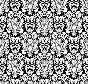 White seamless pattern, vector silhouette