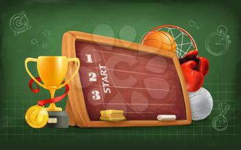 School, sports and achievement, vector background
