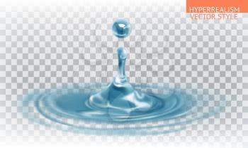 Water drop with transparency, hyperrealism vector style