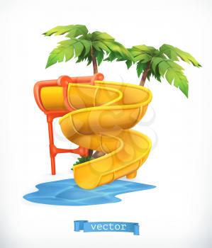 Water slide 3d vector icon
