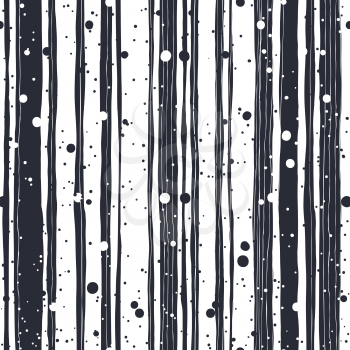 Abstract Hand Drawn Seamless Pattern with Black and White Lines and Dots. Vector Template for Packaging Designs and Invitation Cards Decoration etc