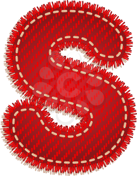 Letter S from red textile alphabet