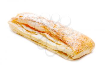 fresh puff pastry roll isolated on the white background