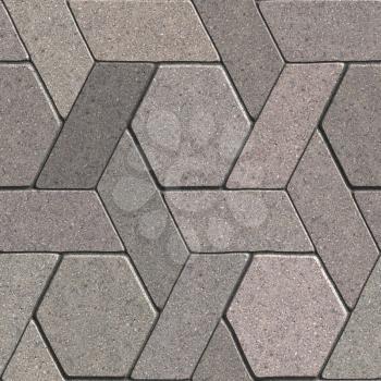 Gray Pavement Consisting of Combined Quadrangle and Hexagons. Seamless Tileable Texture.