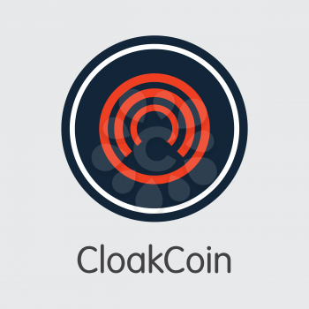 Cloakcoin Finance. Blockchain Cryptocurrency - Vector Pictogram. Modern Computer Network Technology Coin Image. Digital Pictogram Symbol of CLOAK. Concept Design Element.
