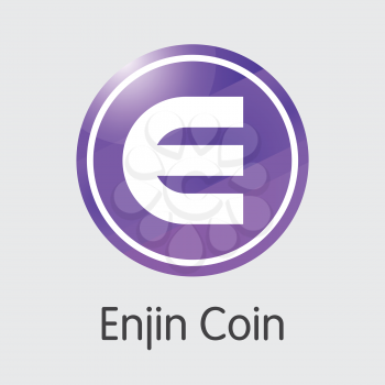 Enjin Coin. Crypto Currency. ENJ Colored Logo Isolated on Grey Background. Stock Vector Symbol.