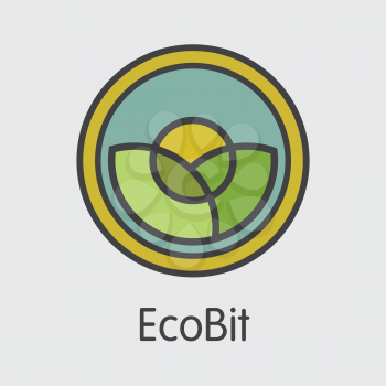 Ecobit Vector Sign Icon for Internet Money. Crypto Currency Graphic Symbol of ECOB and Icon for using in Web Projects or Mobile Applications.