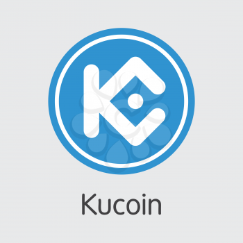 Exchange - Kucoin Copy. The Crypto Coins or Cryptocurrency Logo. Market Emblem, Coins ICOs and Tokens Icon.