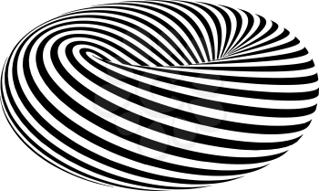 Torus. Black and White Stripes Projection on Torus. Vector 3D illustration.