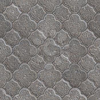 Gray Granular Figured Pavement as Flower with Four Petals. Seamless Tileable Texture.