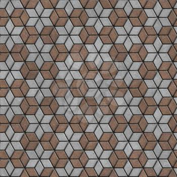Brown-Gray Pavement Slabs Laid as Flowers. Seamless Tileable Texture.