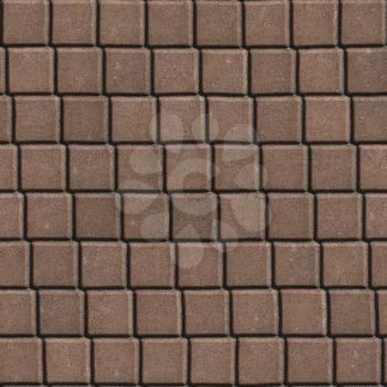 Brown Paving Slabs Laid out in Small Squares. Seamless Tileable Texture.