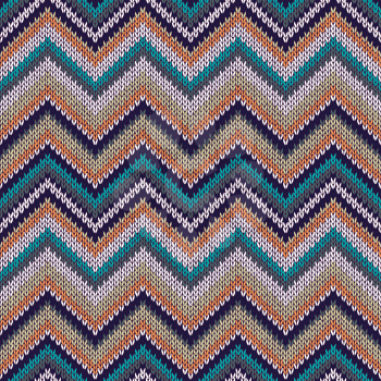 Knit Vector Seamless Pattern. Fashion Blue Green Orange White Gray Yellow Color Swatch