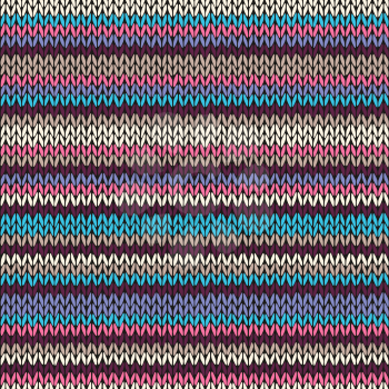 Seamless Color Striped Knitted Pattern, vector background